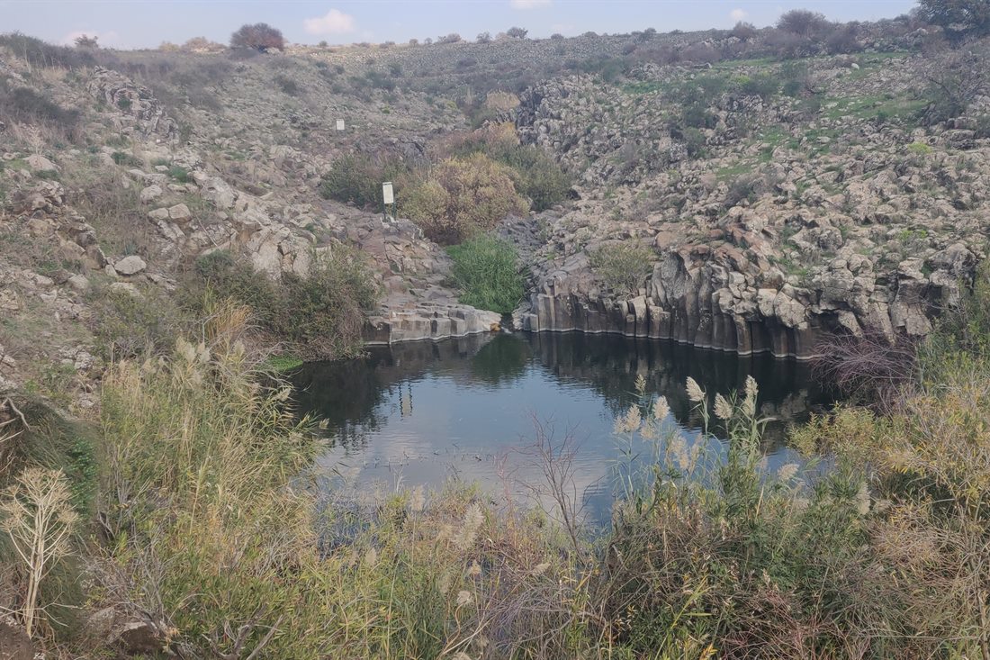 בריכת מים בין סלעים בשטח פתוח